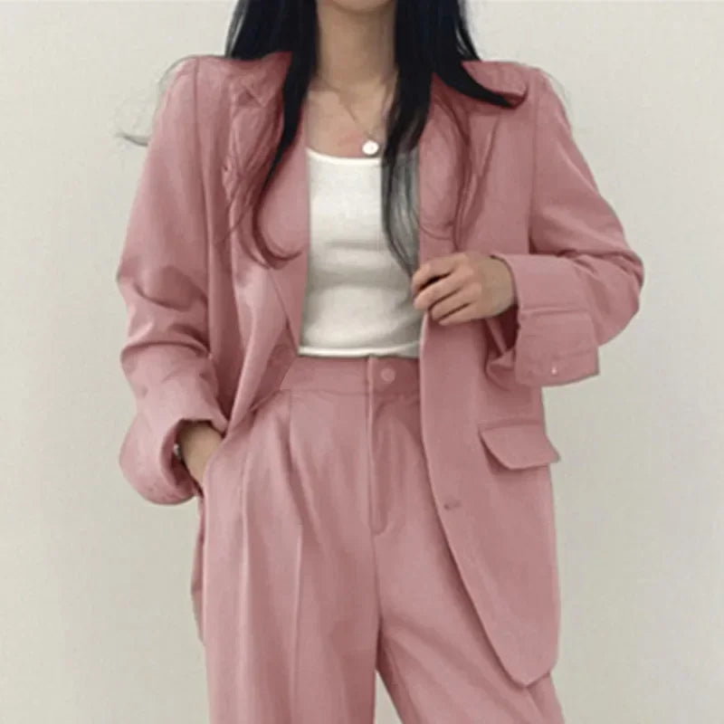 Pop Fashion 2 Piece Sets Women Outfits Spring Autumn New In Korean Pants Sets Commuter Elegant Suit Coat 2 Piece Sets Women Jack