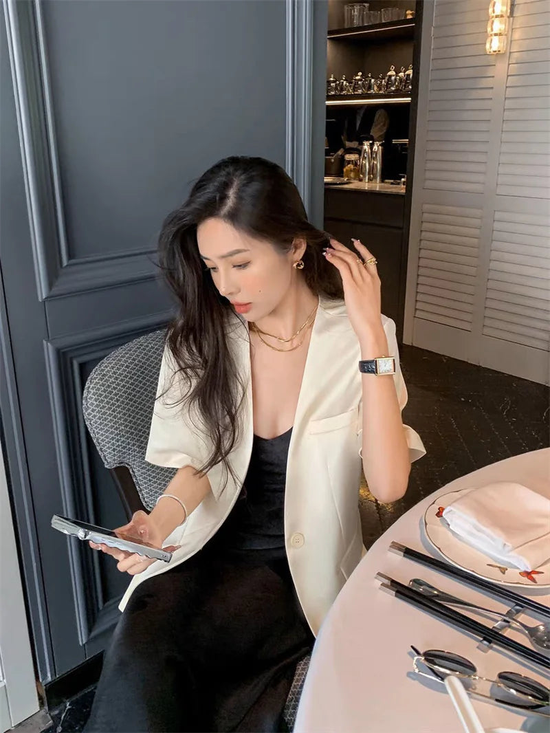 Acetate Satin Suit Jacket For Women In The Spring And Summer Of 2025 New Korean Style Loose Casual Wide Cut Suit Jacket