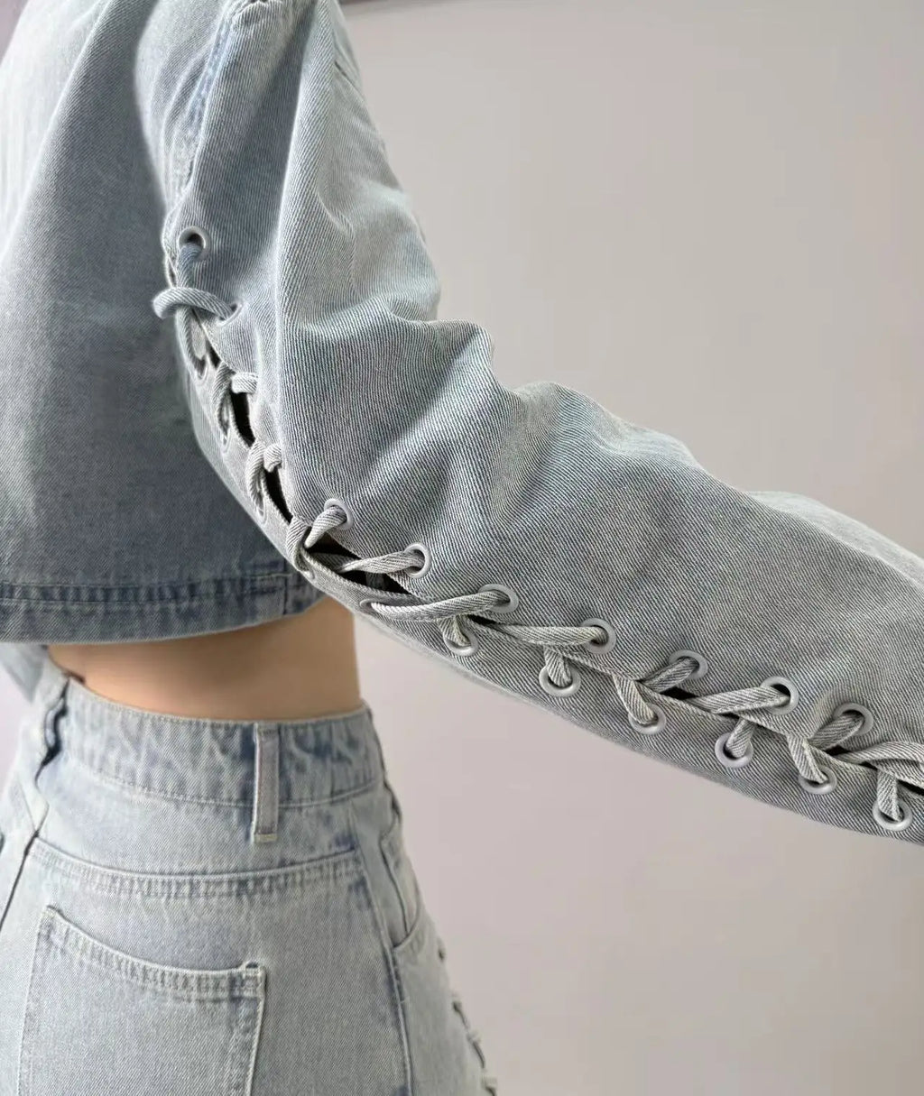 2025  Korean Multi element Design Denim Jacket Coat