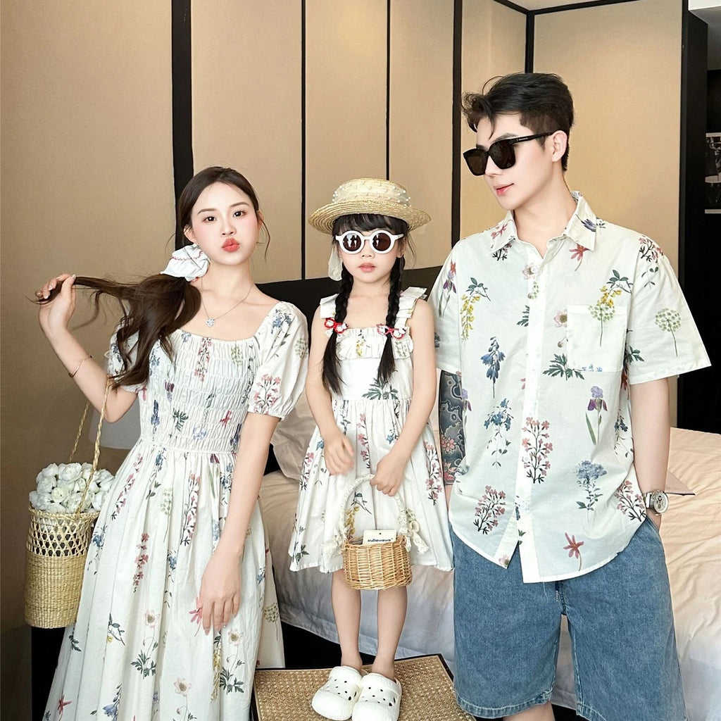 Couple Vacation Family Outfits Mom Daughter Matching Dress Dad Son Holiday Shirts Korean Sister Brother Clothes Baby Bodysuit