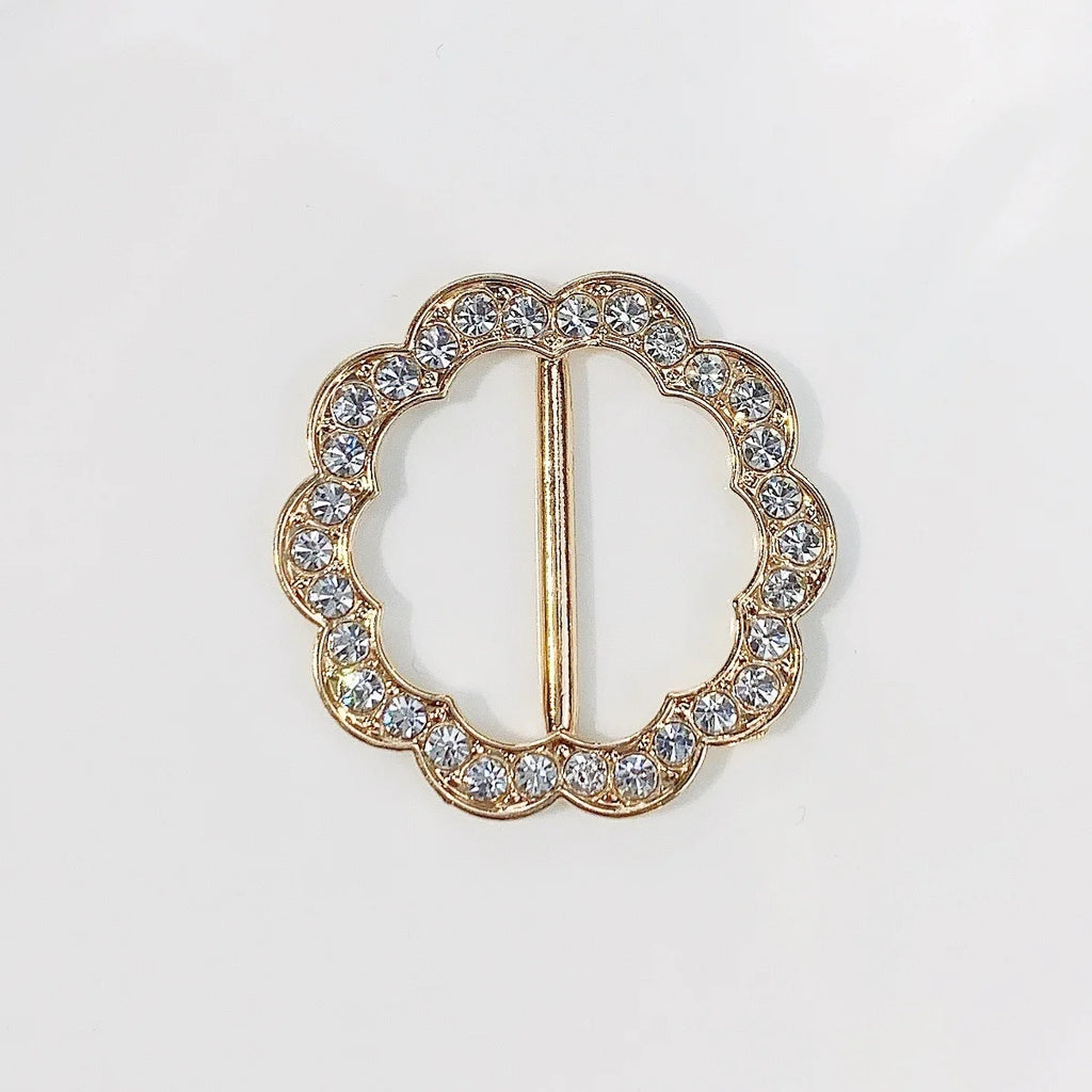 Simple Clothes Corners Knot Buckle T-shirt Hem Buckles Circle Silk Scarf Buckles Korean Alloy Rhinestone Accessories Charms