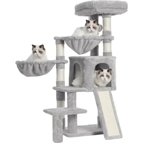 2 Large Platform Cat Scratching Posts, Indoor Cat Tree Tower with Scratch Boards