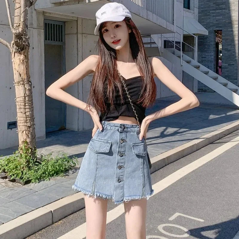 Jeans Skirts for Women High Waist Vintage Harajuku Korean Fashion Y2k