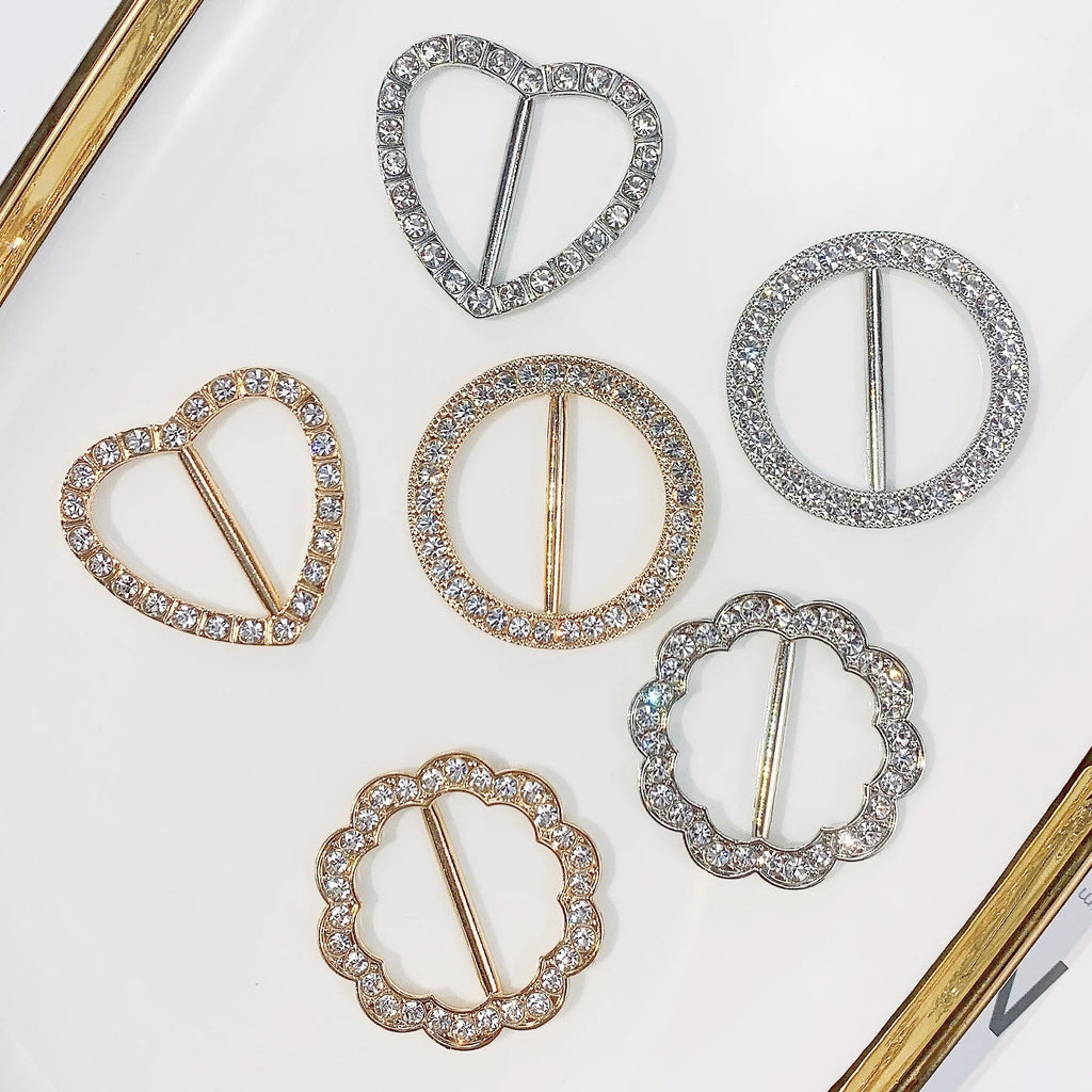 Simple Clothes Corners Knot Buckle T-shirt Hem Buckles Circle Silk Scarf Buckles Korean Alloy Rhinestone Accessories Charms