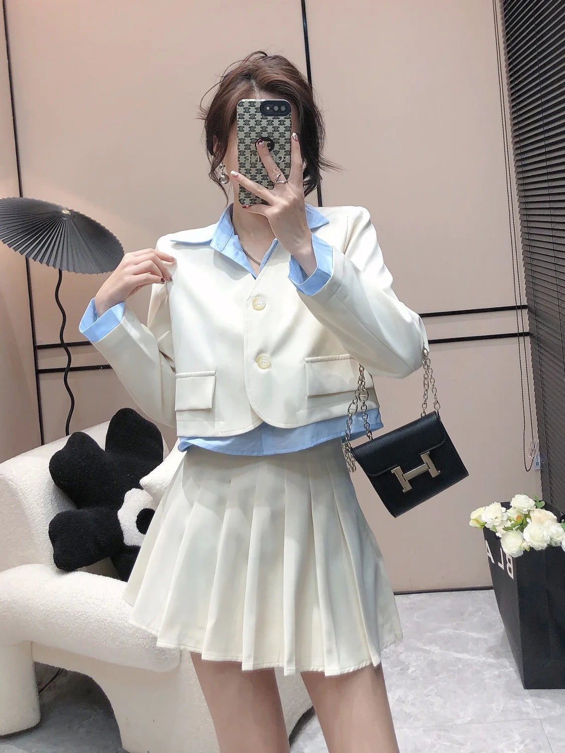 Office Set of Two Fashion Pieces for Women 2 Piece Outfits Skirt Womens Matching Sets Skirts Sexy Blazer Suit Summer Korean
