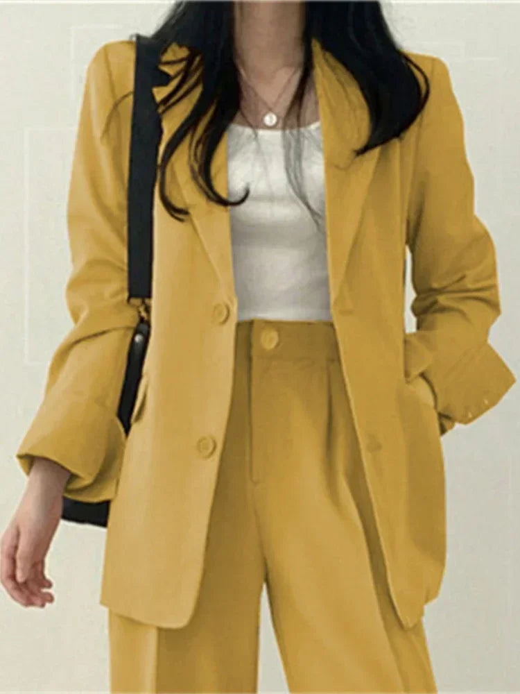 Pop Fashion 2 Piece Sets Women Outfits Spring Autumn New In Korean Pants Sets Commuter Elegant Suit Coat 2 Piece Sets Women Jack