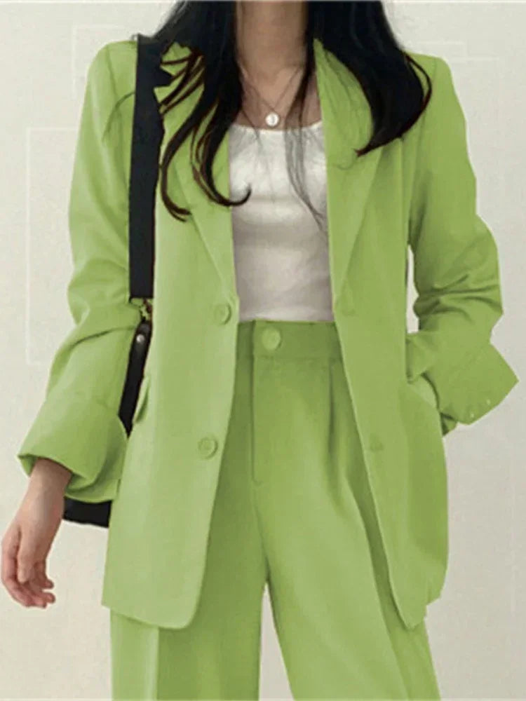 Pop Fashion 2 Piece Sets Women Outfits Spring Autumn New In Korean Pants Sets Commuter Elegant Suit Coat 2 Piece Sets Women Jack