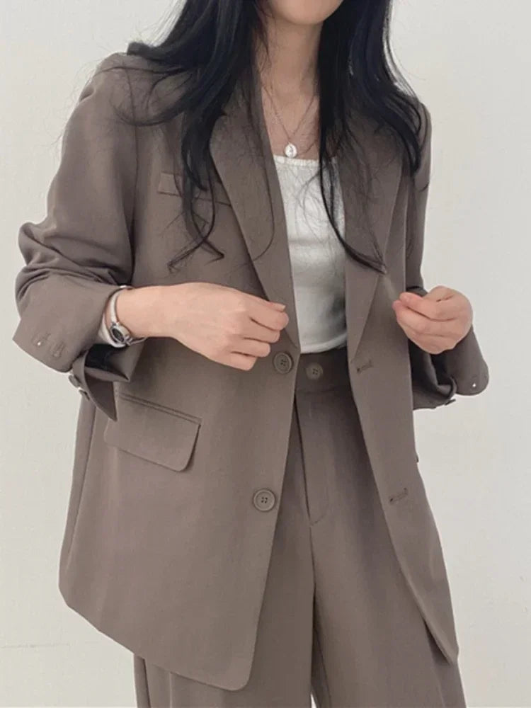 Pop Fashion 2 Piece Sets Women Outfits Spring Autumn New In Korean Pants Sets Commuter Elegant Suit Coat 2 Piece Sets Women Jack