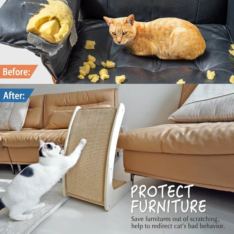 2025  Cat Scratcher, Sisal Cat Scratch Pad,  Scratching Board for Indoor Cats, Floor Mounted Scratcher with Mouse Toy Catnip