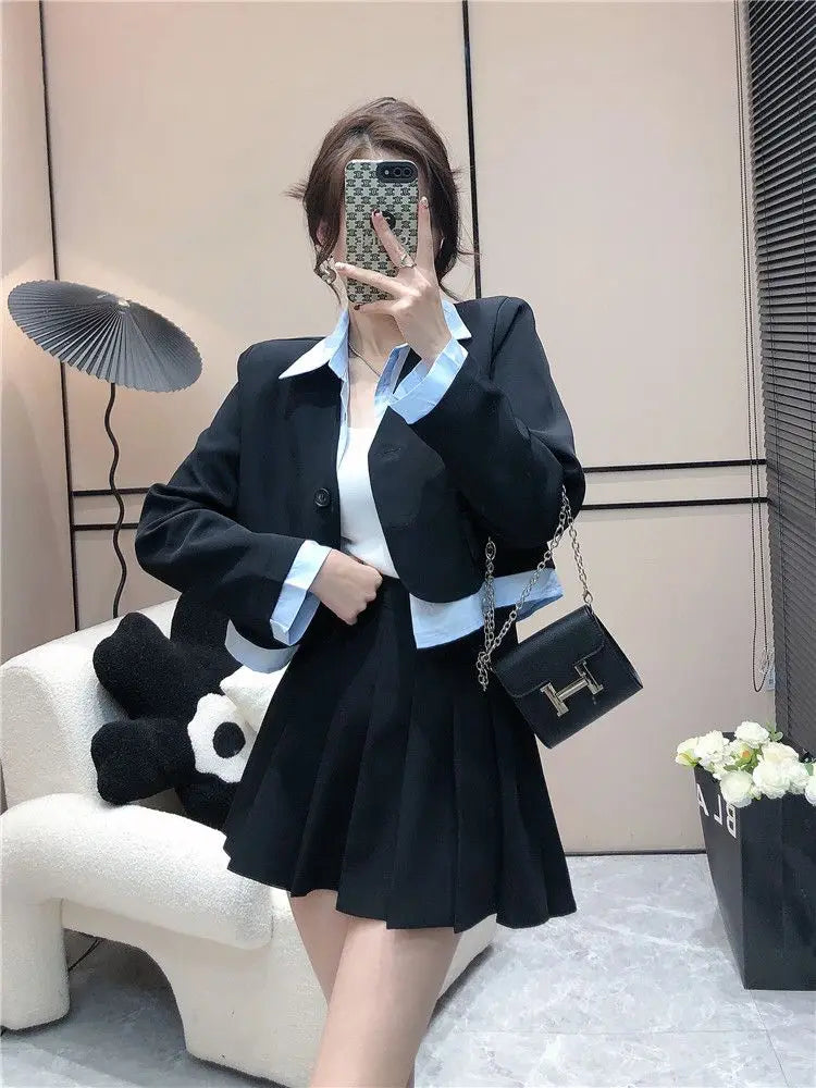 Office Set of Two Fashion Pieces for Women 2 Piece Outfits Skirt Womens Matching Sets Skirts Sexy Blazer Suit Summer Korean
