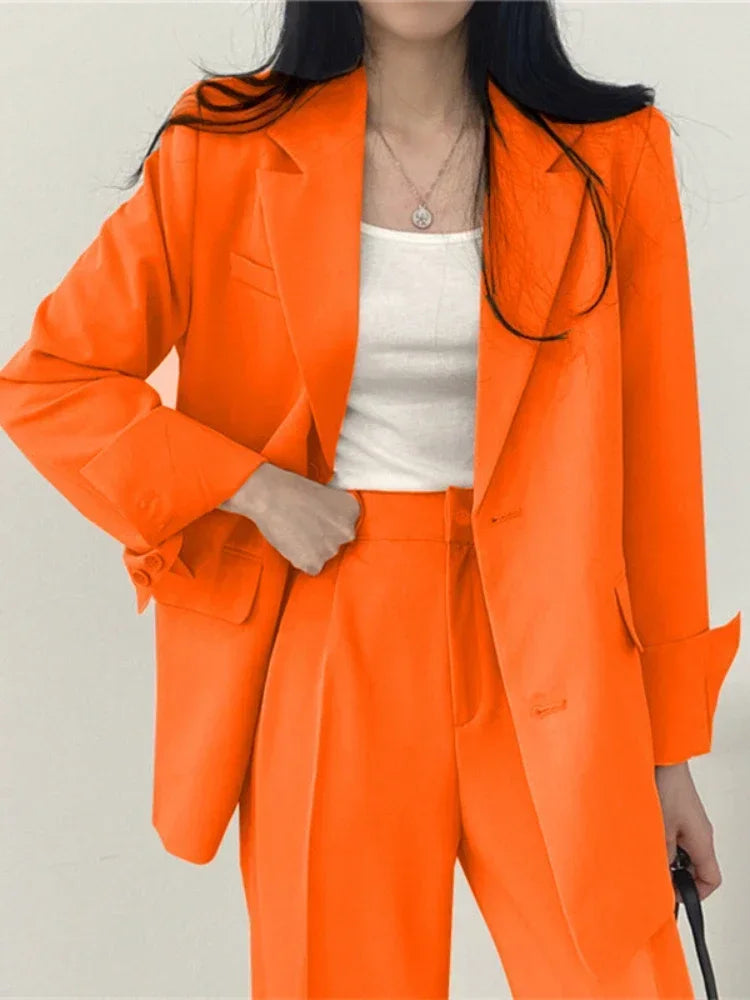 Pop Fashion 2 Piece Sets Women Outfits Spring Autumn New In Korean Pants Sets Commuter Elegant Suit Coat 2 Piece Sets Women Jack