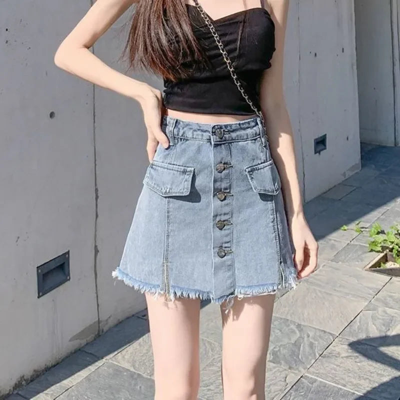 Jeans Skirts for Women High Waist Vintage Harajuku Korean Fashion Y2k
