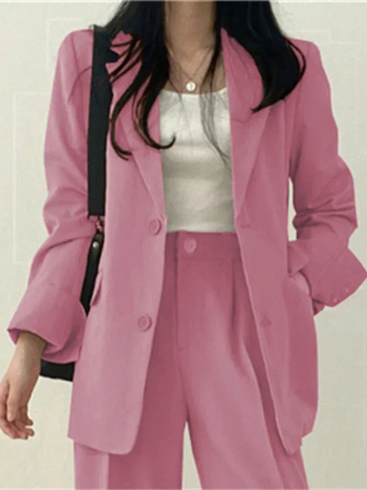 Pop Fashion 2 Piece Sets Women Outfits Spring Autumn New In Korean Pants Sets Commuter Elegant Suit Coat 2 Piece Sets Women Jack
