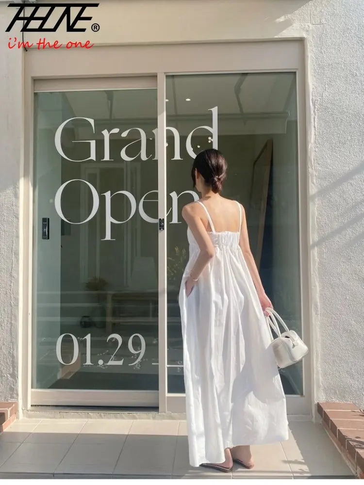 Dress Women Clothes Robe Vestido Sundress Frock Vintage White Korean Summer French Style Retro A-line Sleeveless Strap Dresses