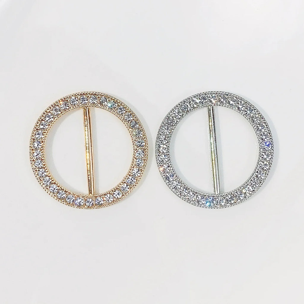 Simple Clothes Corners Knot Buckle T-shirt Hem Buckles Circle Silk Scarf Buckles Korean Alloy Rhinestone Accessories Charms
