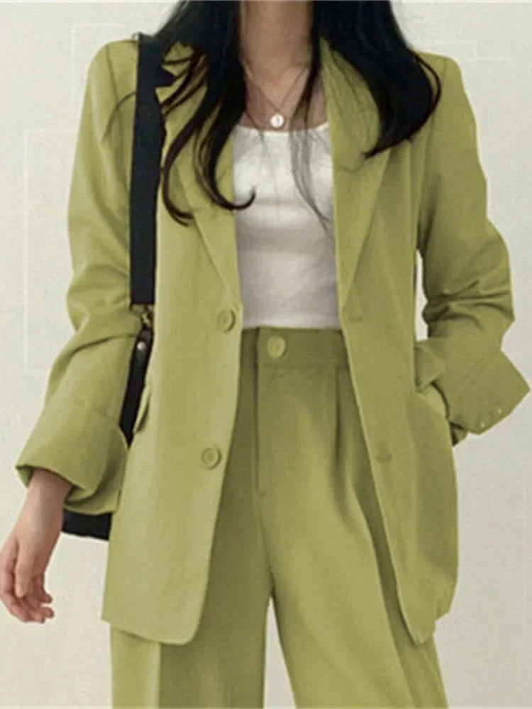 Pop Fashion 2 Piece Sets Women Outfits Spring Autumn New In Korean Pants Sets Commuter Elegant Suit Coat 2 Piece Sets Women Jack