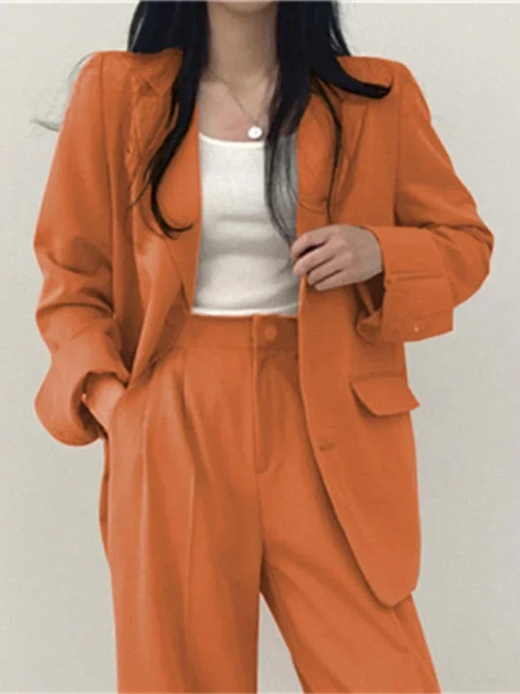 Pop Fashion 2 Piece Sets Women Outfits Spring Autumn New In Korean Pants Sets Commuter Elegant Suit Coat 2 Piece Sets Women Jack