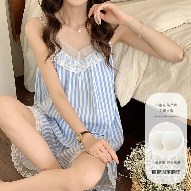 Floral Sleepwear Women Pajama Sets Korean Fashion Piiama Spaghetti Strap Female Sets 2 Pieces Lace Night Wears Cute Home Suit
