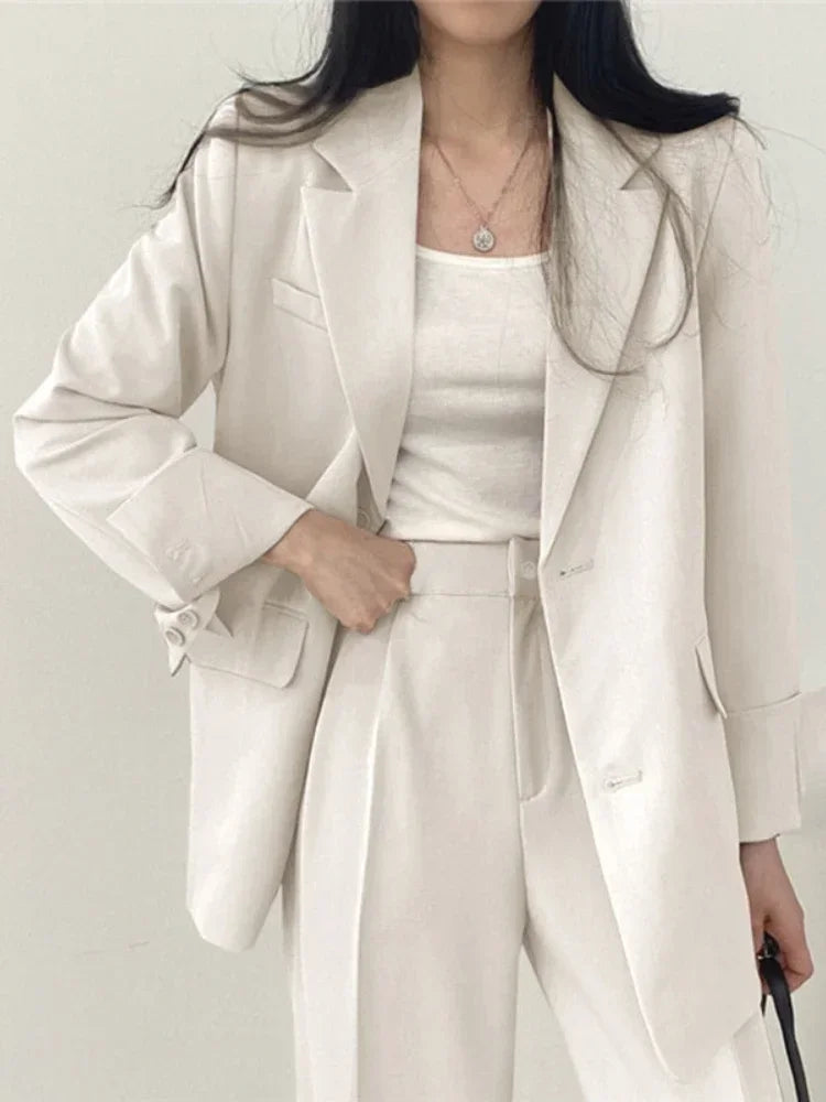 Pop Fashion 2 Piece Sets Women Outfits Spring Autumn New In Korean Pants Sets Commuter Elegant Suit Coat 2 Piece Sets Women Jack