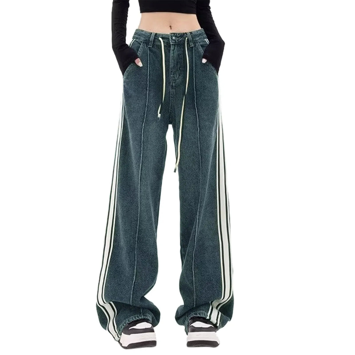 Korean Style Vintage Loose Wide Leg Trousers