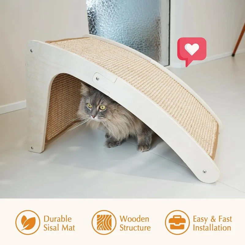 2025  Cat Scratcher, Sisal Cat Scratch Pad,  Scratching Board for Indoor Cats, Floor Mounted Scratcher with Mouse Toy Catnip