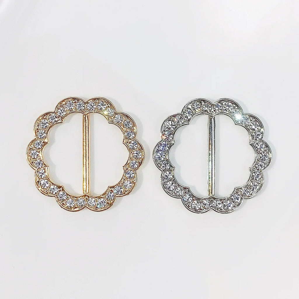 Simple Clothes Corners Knot Buckle T-shirt Hem Buckles Circle Silk Scarf Buckles Korean Alloy Rhinestone Accessories Charms