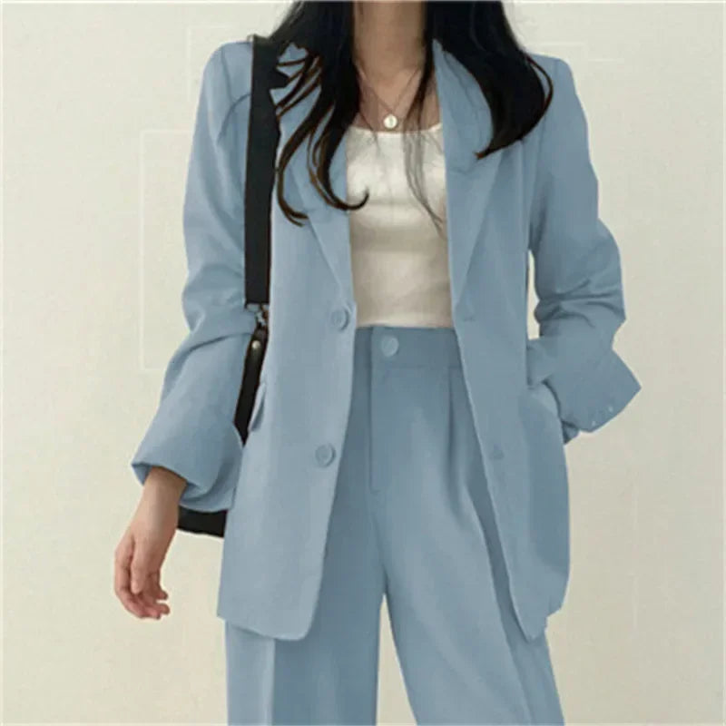 Pop Fashion 2 Piece Sets Women Outfits Spring Autumn New In Korean Pants Sets Commuter Elegant Suit Coat 2 Piece Sets Women Jack