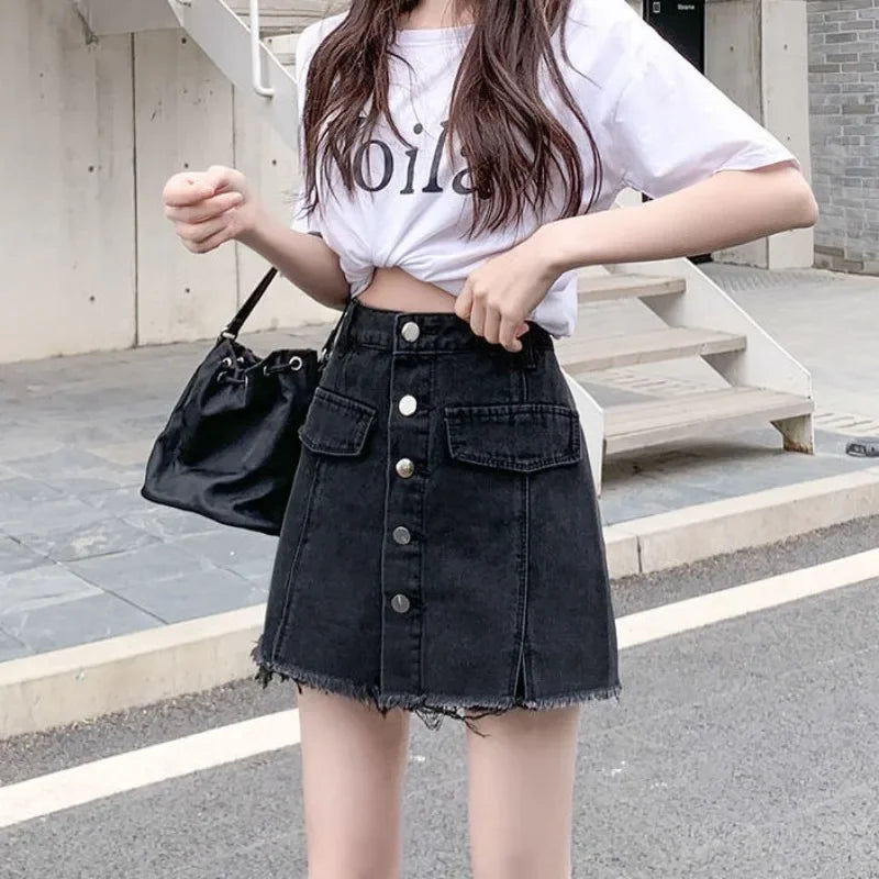 Jeans Skirts for Women High Waist Vintage Harajuku Korean Fashion Y2k