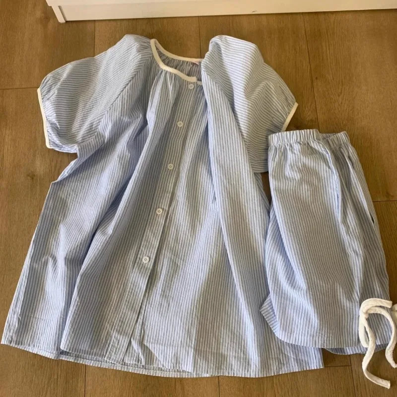 Sweet Sleepwear Women Pajama Sets Plaid Shorts Sets 2 Pieces Korean Piiama Korean Night Wears Button Summer Home Suit 2025 New
