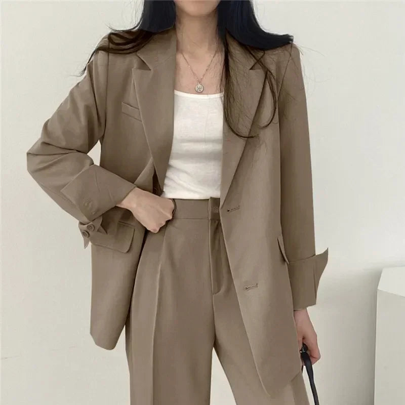 Pop Fashion 2 Piece Sets Women Outfits Spring Autumn New In Korean Pants Sets Commuter Elegant Suit Coat 2 Piece Sets Women Jack